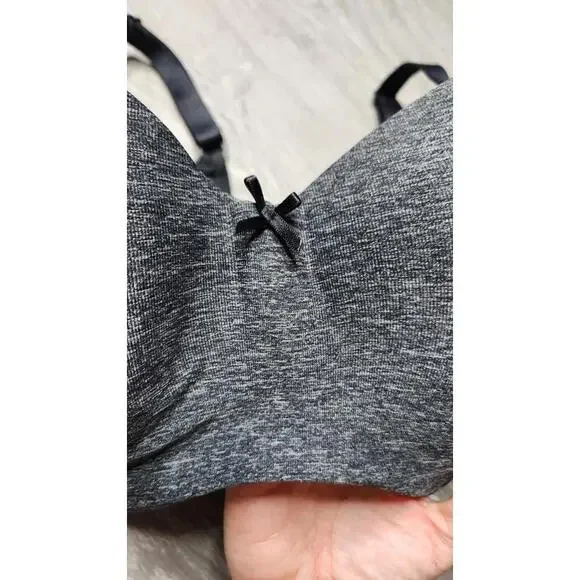 Cacique Gray Black Lace Lightly Lined Balconette Bra 40F - Picture 4 of 8